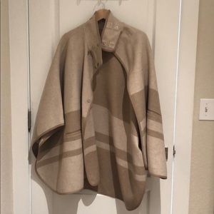 Vince Tan Blanket Stripe Poncho Cape xs/s